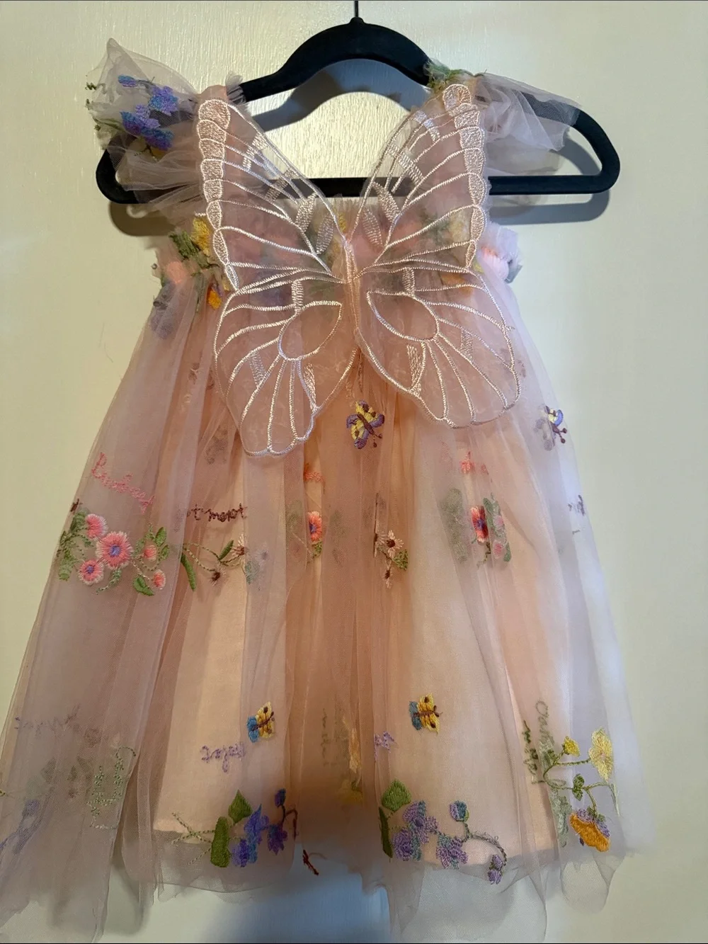 Toddler Pink Floral Tulle Fairy Dress with Wings - Picture 4 of 5